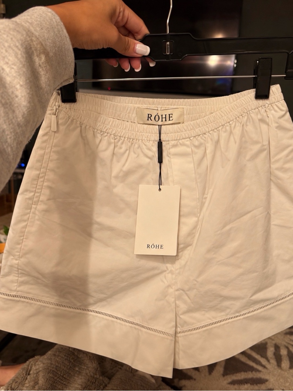 RÓHE Cream Elastic-Waist Athletic Shorts